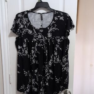 Black Floral Babydoll Shirt Size 3X